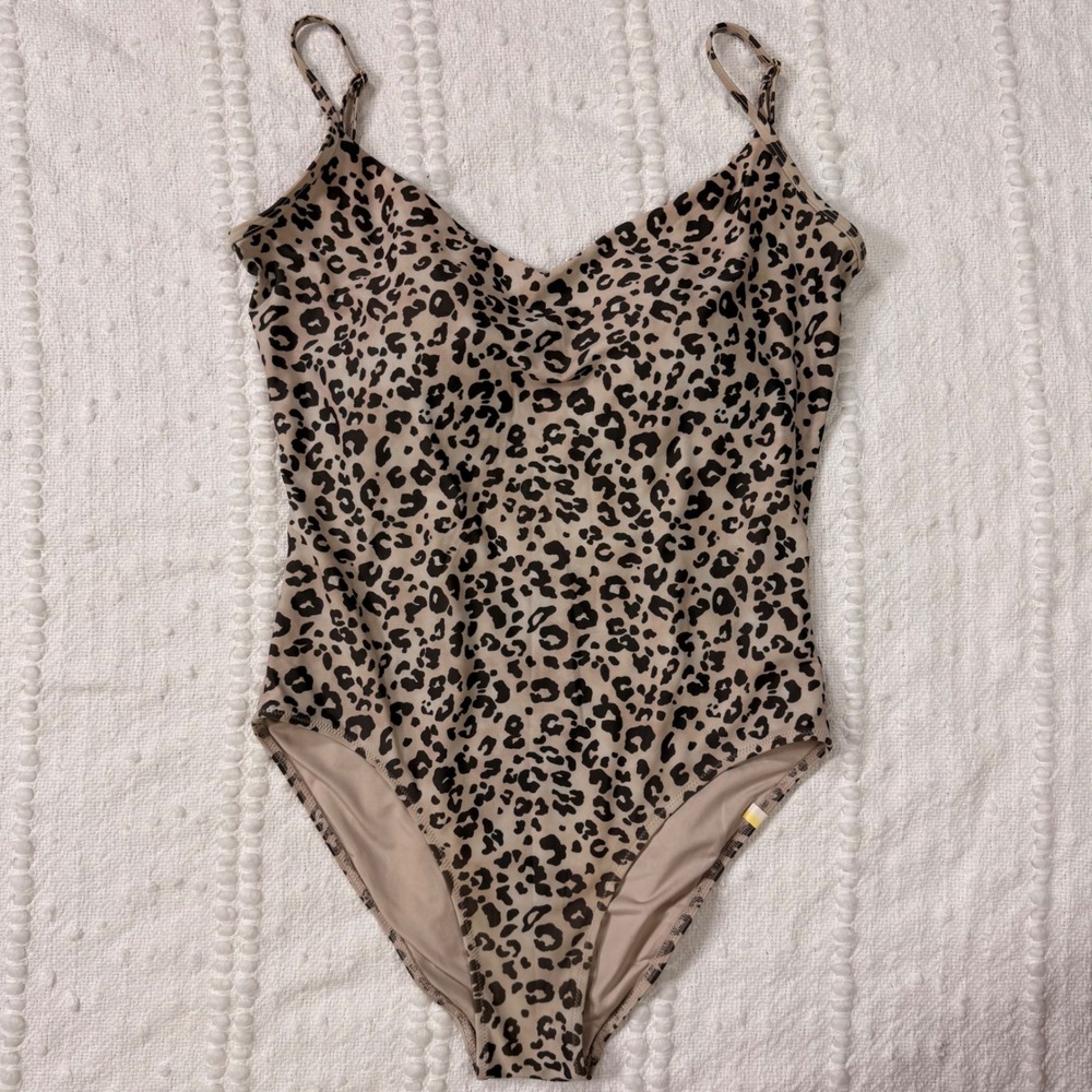 Summersalt The Marina One Piece Swimsuit Leopard Print V-neck Size 12